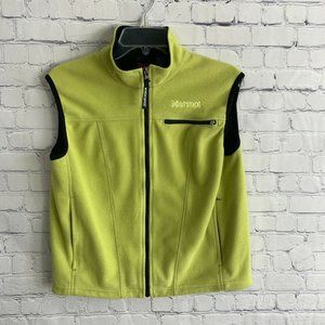 Marmot Womens Windstopper Green & Black Full Zip Fleece Lined Vest Size Small